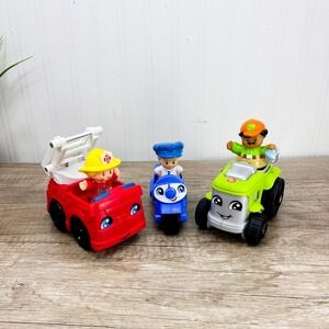 Fisher Price Little People Stop n Go Police, Green Tractor, and Firetruck